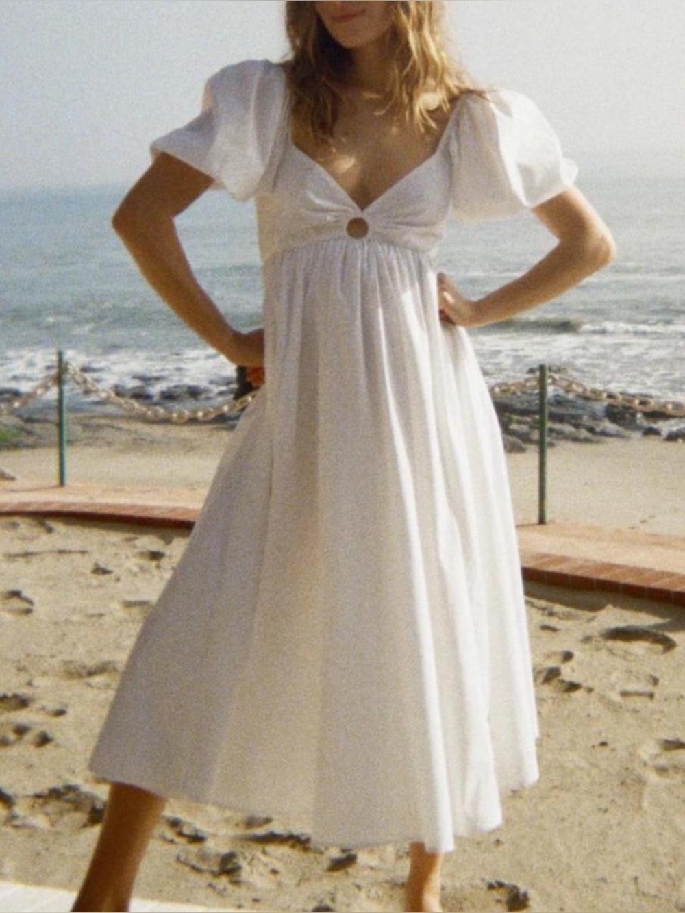 Abercrombie & Fitch O-Ring Midi Dress Size XXS Petite White